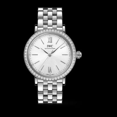 Portofino Stainless Steel Diamond Bezel, Silver Dial Watch | 34MM | IW657601
