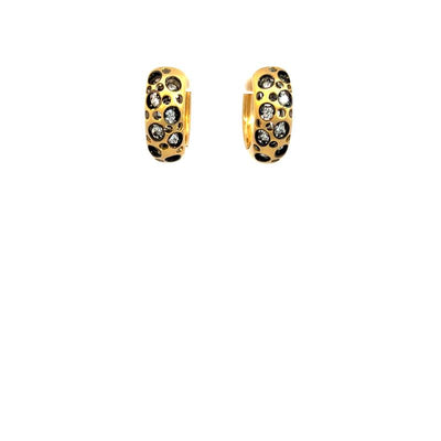 Tapper's Estate Collection | 18K Yellow Gold Scattered Diamond Hoop Earrings, 0.30cttw