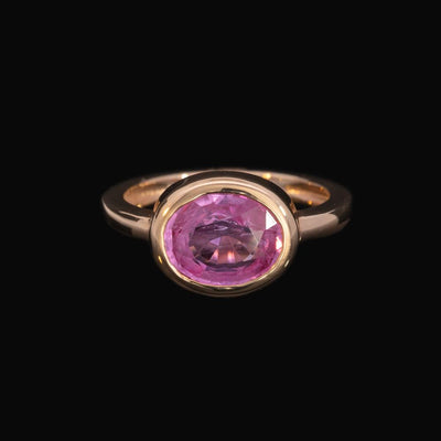 Tapper's Estate Collection | 14K Rose Gold Bezel-Set Oval Pink Sapphire Ring, 2.30ct