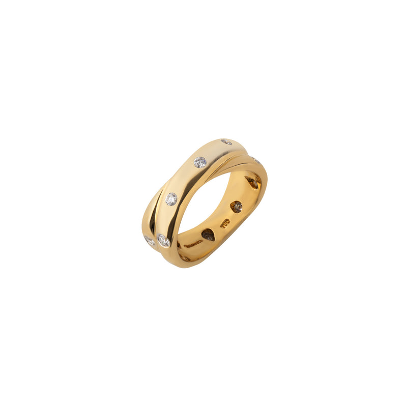 ESTATE Tiffany Platinum and Diamond 'Etoile' Band in 18K Yellow Gold, Size