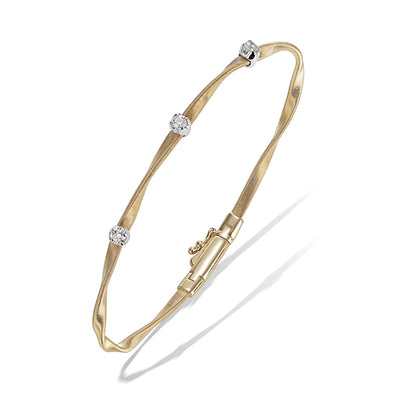 Diamond Station Twisted Coil Bracelet in 18K Yellow Gold