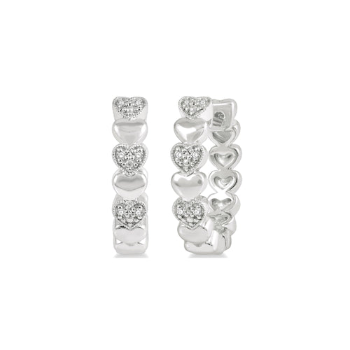 Heart of Hearts Round Diamond Earrings in Sterling Silver