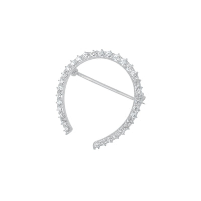 ESTATE Edwardian Platinum and Diamond Horseshoe Brooch, 1.25 by 1.12 Inches