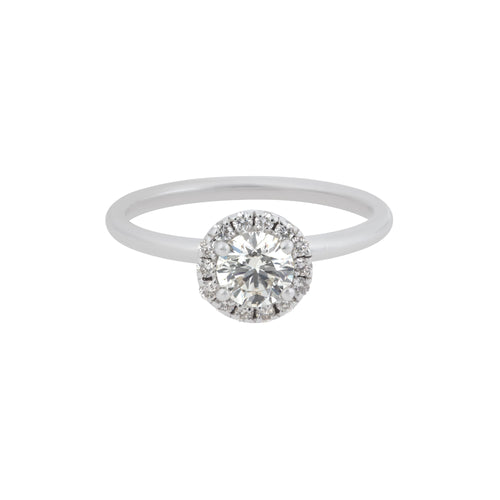 Diamond Halo Engagement Ring in 14K White Gold, 0.58cttw