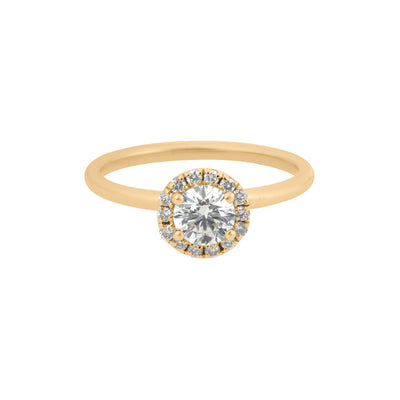 Diamond Halo Engagement Ring in 14K Yellow Gold, 0.58cttw