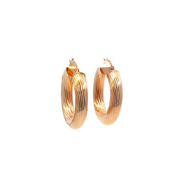 Tapper's Estate Collection | 18K Rose Gold Textured Oval Hoop Earrings