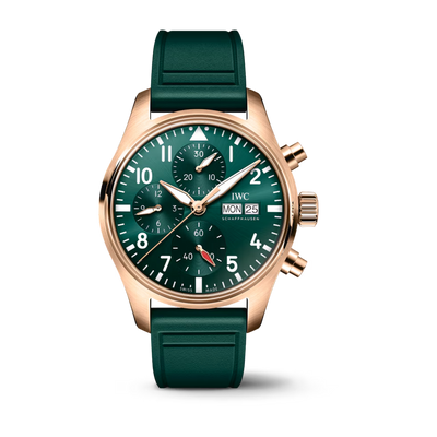 Pilot Chronograph 18K Rose Gold, Green Dial Watch | 41MM | IW388110