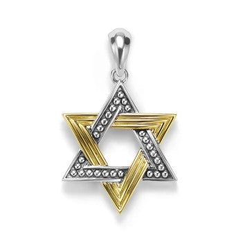 Medium Two-Tone Star of David Amulet