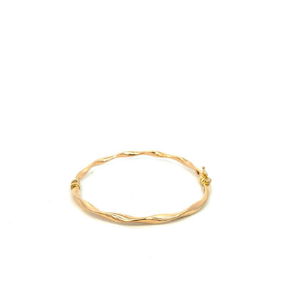Estate Twisted Hinged Bangle Bracelet in 14K Yellow Gold 7IN 3.66MM