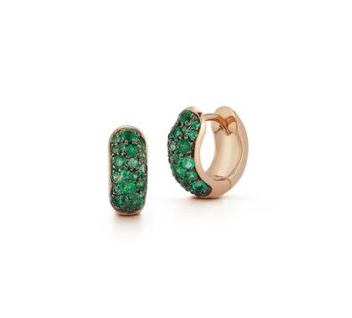 Julian Green Emerald Huggie Earrings in 18K Rose Gold, 0.46cttw