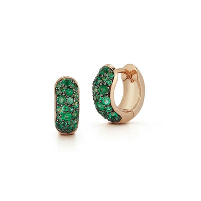 Julian Green Emerald Huggie Earrings in 18K Rose Gold, 0.46cttw
