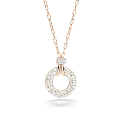 Iconica Necklace with Pavé Diamond Circle Pendant in 18K Rose Gold, 0.90cttw