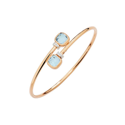 Nudo Sky Blue Topaz and Diamond Mini Bypass Bangle in 18K White & Rose Gold, 7.22cttw