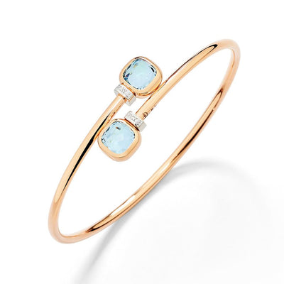 Nudo Sky Blue Topaz and Diamond Mini Bypass Bangle in 18K White & Rose Gold, 7.22cttw