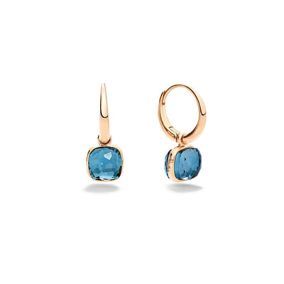 Nudo London Blue Topaz Mini Hoop Drop Earrings in 18K Rose Gold, 7.40cttw