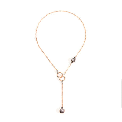 Nudo Obsidian and Black Diamond Lariat Necklace in 18K Rose Gold, 14.20cttw