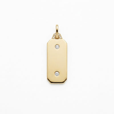 Engravable Diamond Tablet Charm in 14K Yellow Gold
