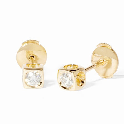 Le Cube Diamant Diamond Cube Stud Earrings in 18K Yellow Gold, 0.20cttw