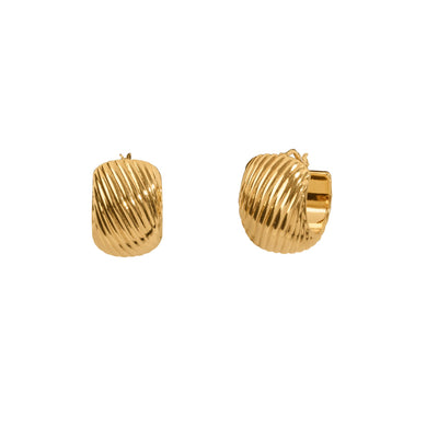 ESTATE Chunky Textured Hoop Earrings in 14K Yellow Gold 20X12MM
