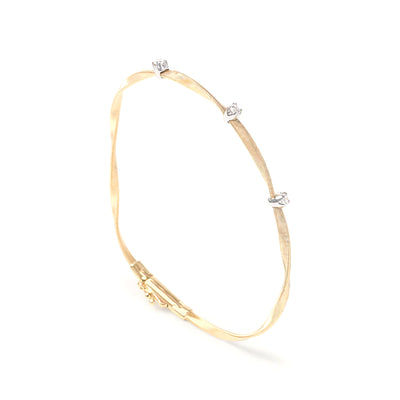 Diamond Station Bracelet in 18K White & Yellow Gold, 0.15cttw
