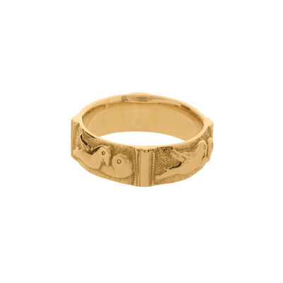 ESTATE Hand Carved Dove/Lovebird in 14K Yellow Gold