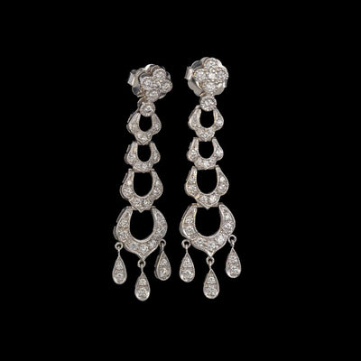 Tapper's Estate Collection |  14K White Gold Diamond Chandelier Drop Earrings, 1.00cttw