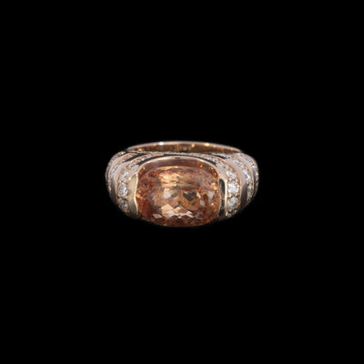 Tapper's Estate Collection | 14K Rose Gold Cushion Imperial Orange Topaz Ring, 5.90cttw