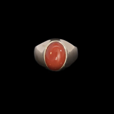 Tapper's Estate Collection | 14K Yellow Gold Coral Cabochon Signet Style Ring