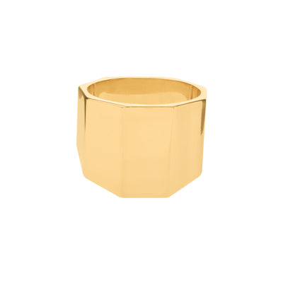 ESTATE Octagon Wide Faceted Ring in 14K Yellow Gold