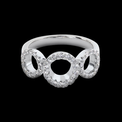 Estate Robert Coin | 18K White Gold Pavé Three Circle Diamond Band, 0.30cttw