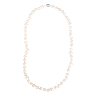 Estate Cultured Akoya Pearl Necklace in 14K White Gold, 7.5-8.0 MM