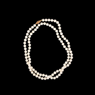 Tapper's Estate Collection | 14K Yellow Gold Cultured Akoya Pearl Necklace, 6.0-6.5MM