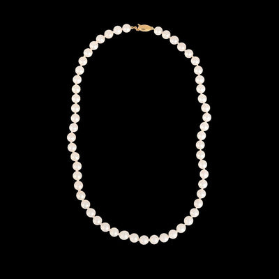 Tapper's Estate Collection | 14K Yellow Gold Cultured Akoya Pearl Necklace, 7.0-7.5MM