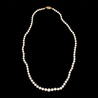 Tapper's Estate Collection | 14K Yellow Gold Graduated Cultured Akoya Pearl Necklace, 3.5-7.5MM