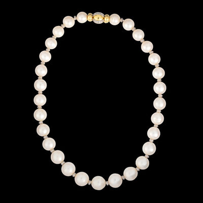 Tapper's Estate Collection | 18K Tri-Tone Gold Diamond Station Graduated Cultured South Sea Pearl, 12-15MM
