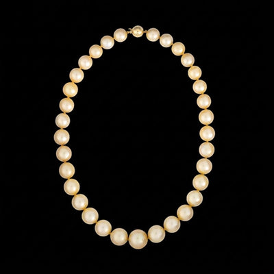 Tapper's Estate Collection | 14K Yellow Gold Graduated Cultured Golden South Sea Pearl Necklace, 11-14MM