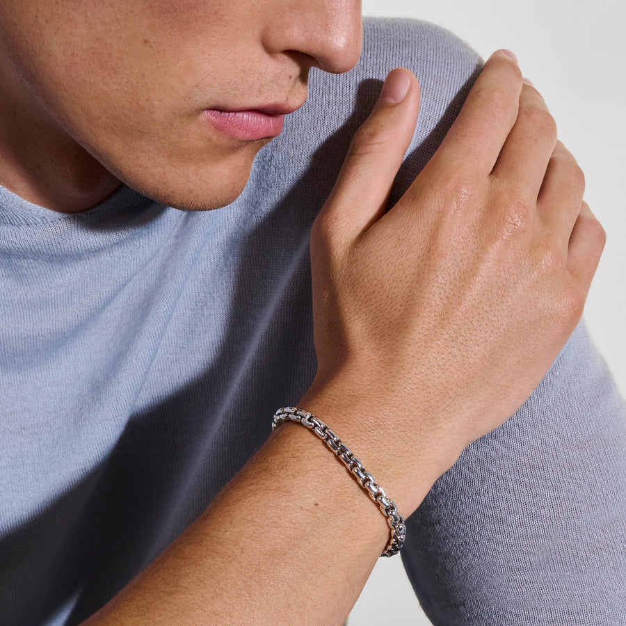Box Chain Bracelet in Sterling Silver, Large