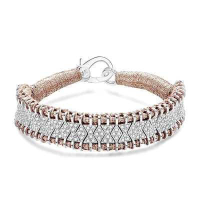 Diamond Rose Gold Thread Bracelet in Sterling Silver, 2.34cttw