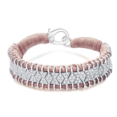 Diamond Light Pink Thread Bracelet in Sterling Silver, 2.34cttw