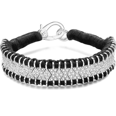 Diamond Black Thread Bracelet in Sterling Silver, 2.34cttw