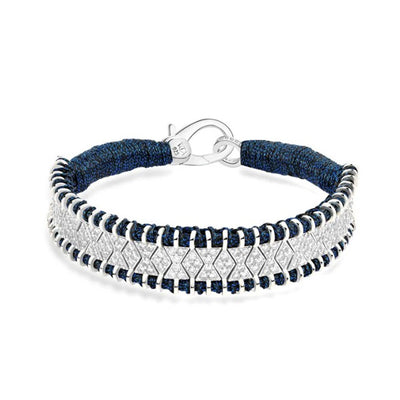 Janeiro Diamond Dark Blue Thread Bracelet in Sterling Silver, 2.34cttw