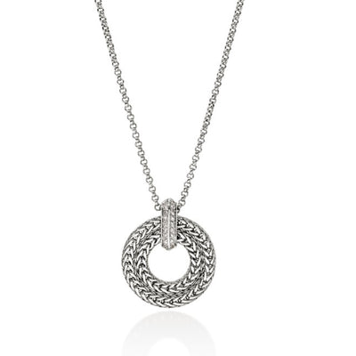 Diamond Icon Link Pendant Necklace in Sterling Silver, 0.21cttw