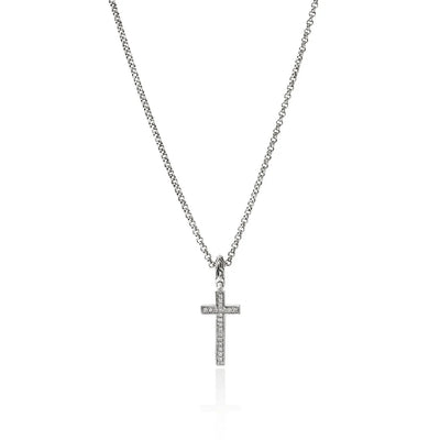 Diamond JH Essential Cross Necklace in Sterling Silver