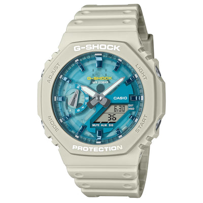 G-SHOCK ANA-DIGI 2100 Series Thin Blue and Beige Dial Watch | 48.5MM | GA2100AS-5A