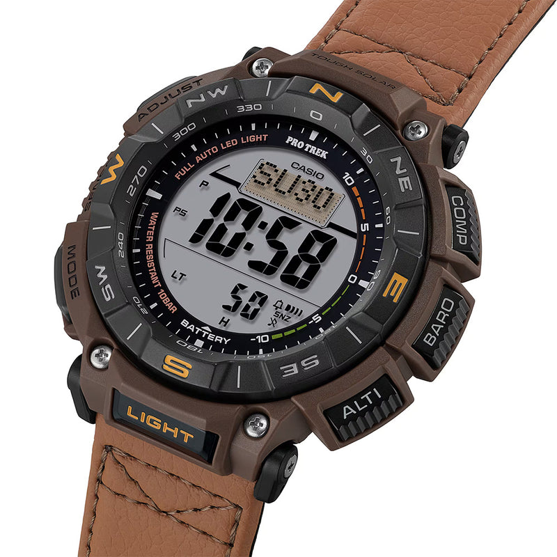 G-SHOCK PRO TREK PRG-340 Series Brown Strap Watch | 54.7MM | PRG340L-5