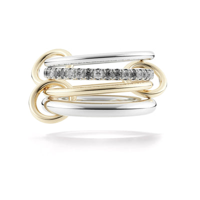 Nimbus Gray Diamond Four-Band Ring in 18K Sterling Silver & 18k Yellow Gold