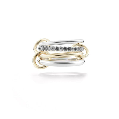 Nimbus Gray Diamond Four-Band Ring in 18K Sterling Silver & 18k Yellow Gold