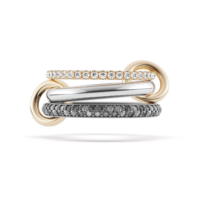 Scorpio Gray Diamond Triple-Band Ring in Sterling Silver & 18k Yellow Gold, 1.70cttw