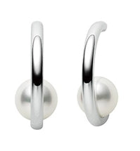 Cultured Pearl Hoop Earrings in 18K White Gold, 7.5MM
