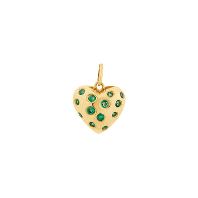 Emerald Heart Charm in 14K Yellow Gold, 0.15cttw